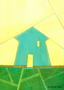 Ethel Hills - Shelter #12 - Mixed Media Collage on Panel - 7" x 5"